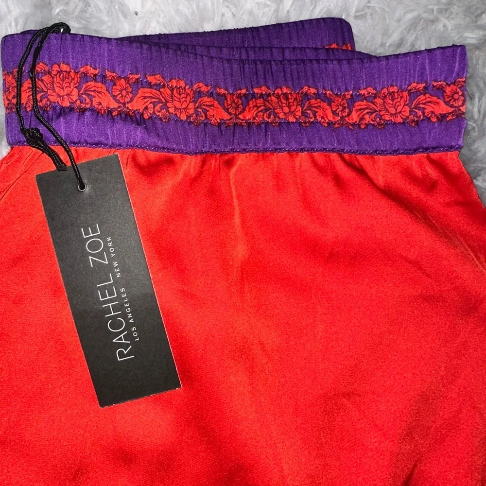 Rachel Zoe Vibrant Red and Purple Floral Flowy Wide leg Pants - NWT Large - Picture 2 of 5